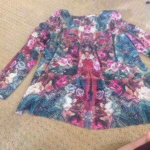 Soft Surroundings Multicolor  GORGEOUS Floral Blouse TOP SHIRT LADIES XL SPRING